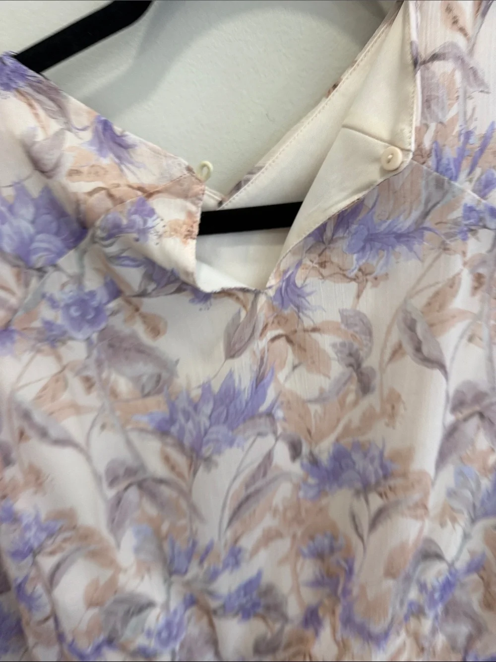 Astr Lavender Floral Puff-Sleeve Cropped Blouse
